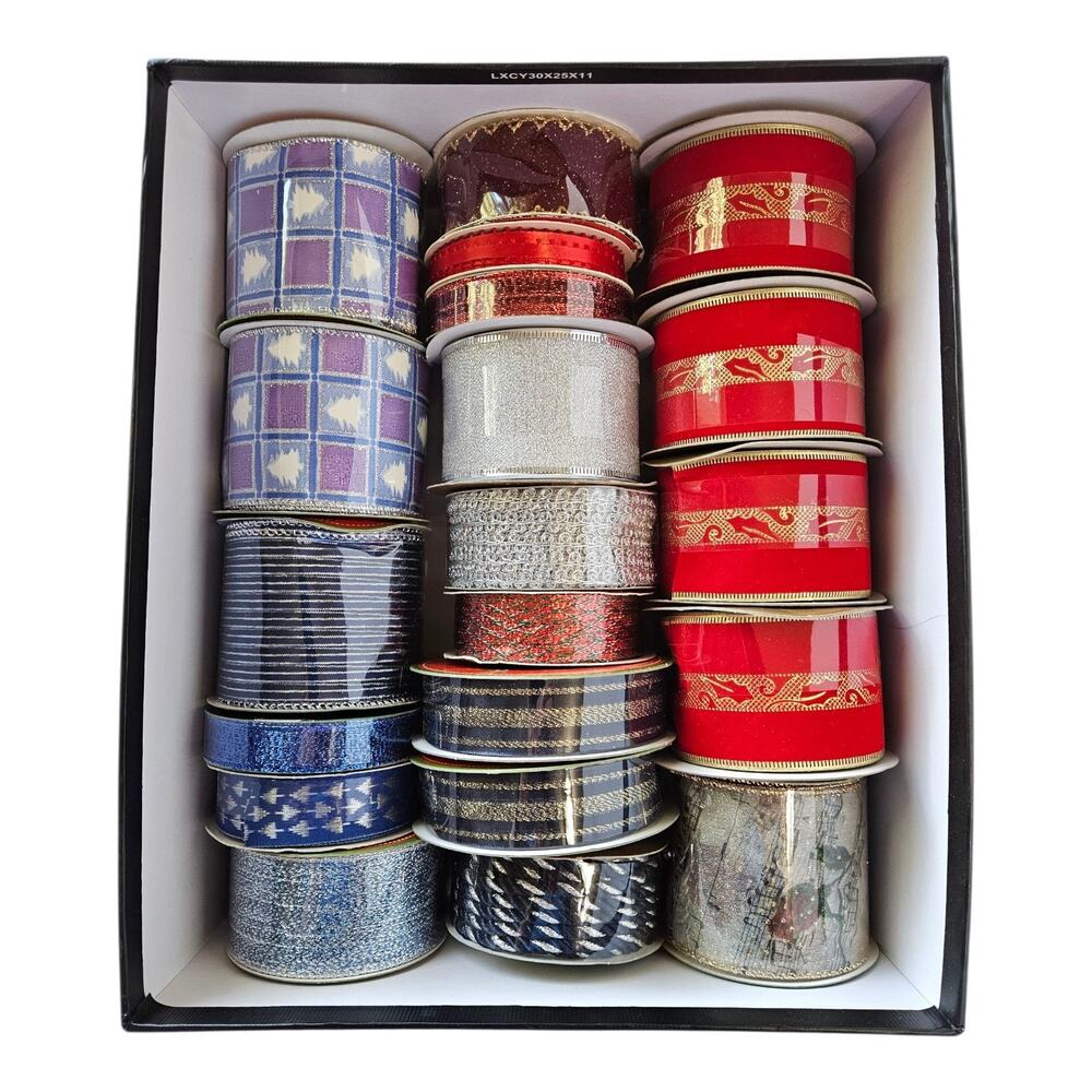 Holiday Ribbon 20 Spools 180+ Total Feet Premium Crafts Gifts Wreaths NEW